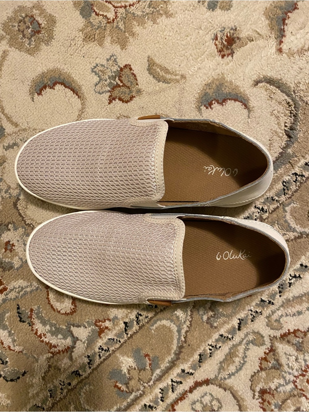 Olukai women’s Slip-On Mesh Loafers — Light Beige